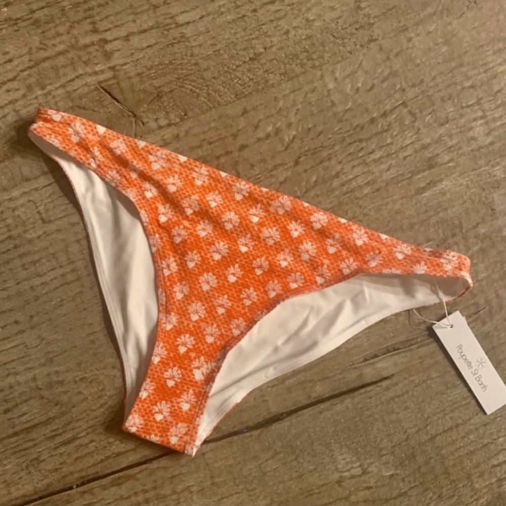 Poupette St. Barth Isma Bikini Bottoms in Orange.
